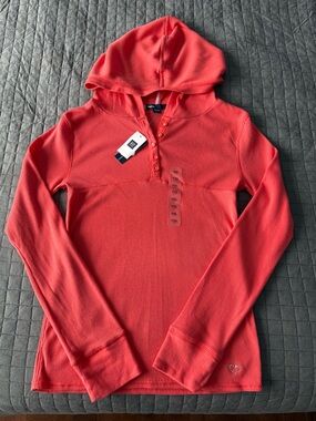 GAPKids size 14-16 (XXL) Orange Hooded Henley Long-Sleeve Top